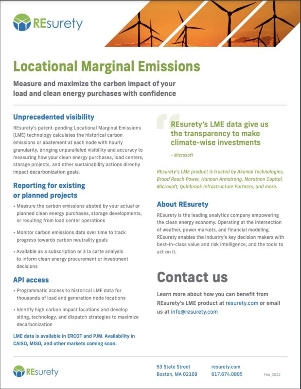 Learn more about locational marginal emissions in the LME product brochure. 