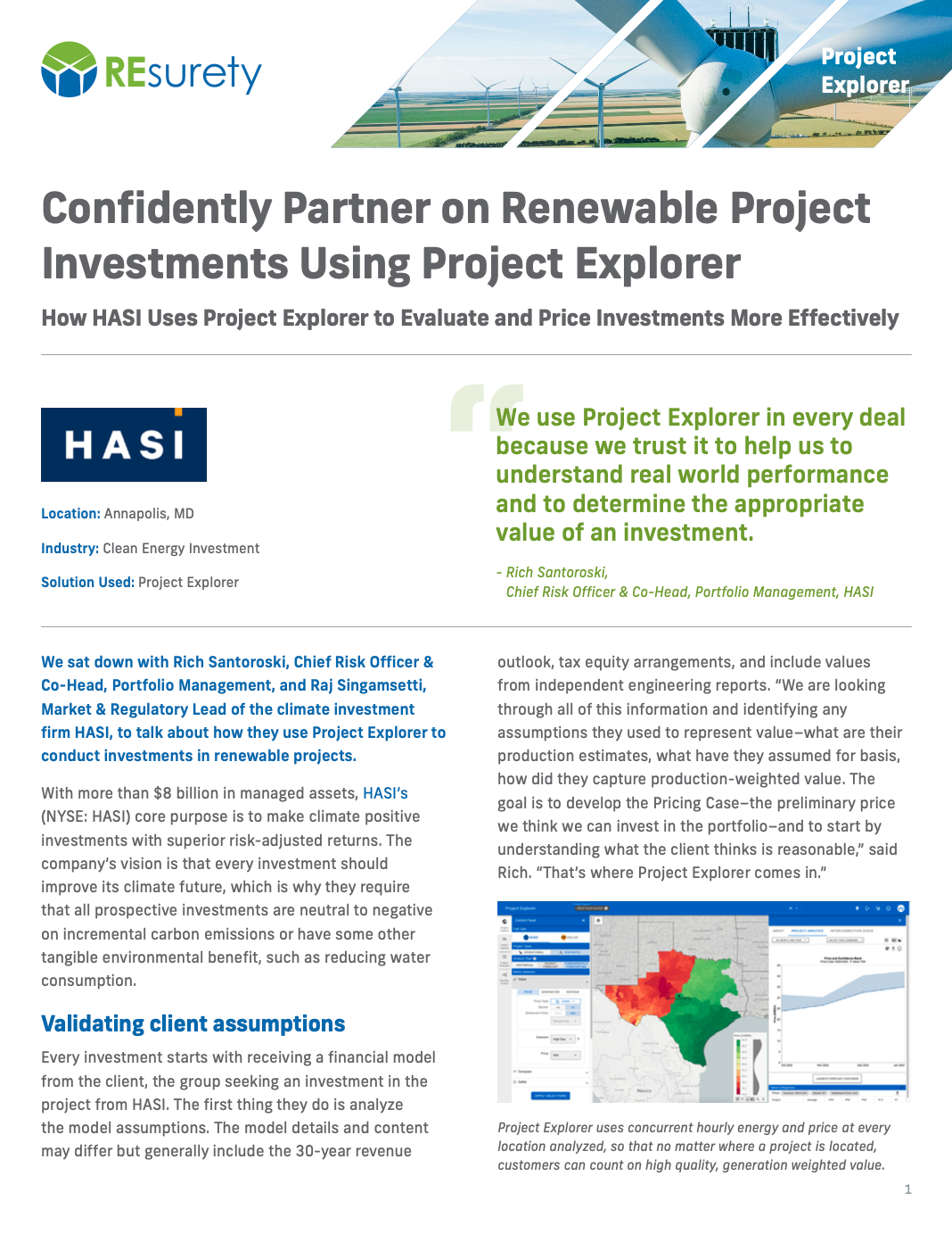 Confidently Partner on Renewable Project Investments Using REsurety: HASI Case Study