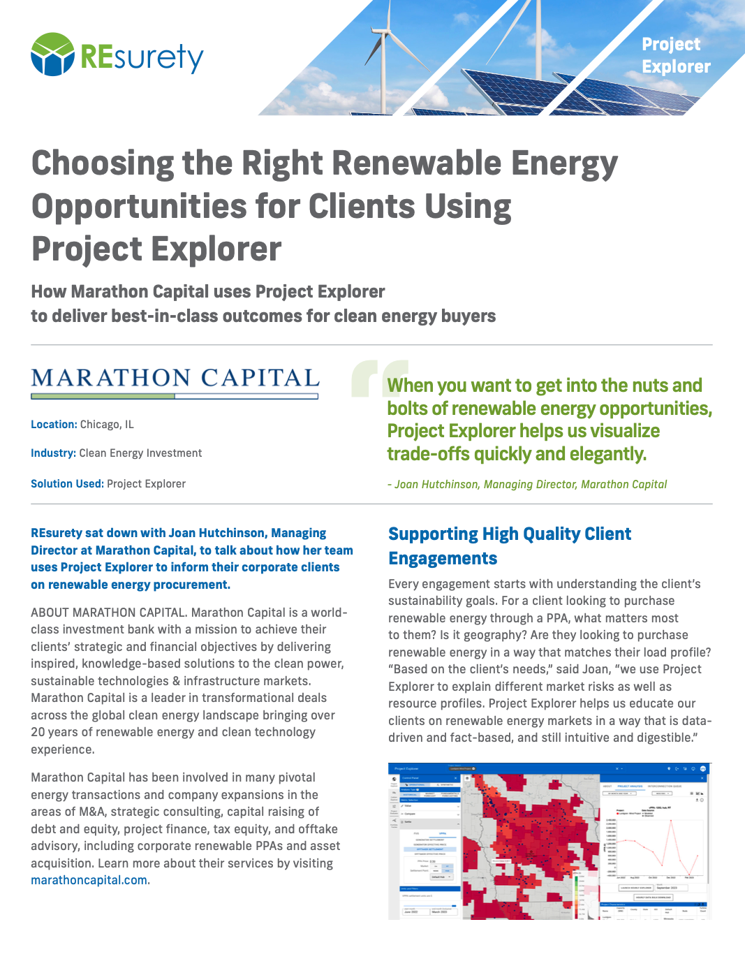 Cover of Marathon Helps Clients Choose the Right Renewable Opportunities Using REsurety