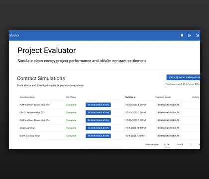 Project Evaluator main screen